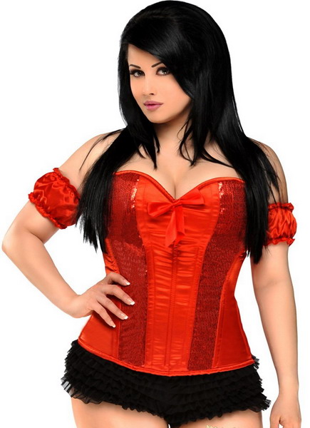 Molded Cup Sequin Plus Size Corset Tops