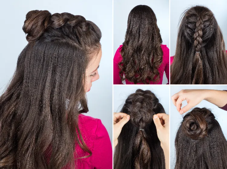 half up half down hairstyle for long hair elegant braided hairstyles for long hair